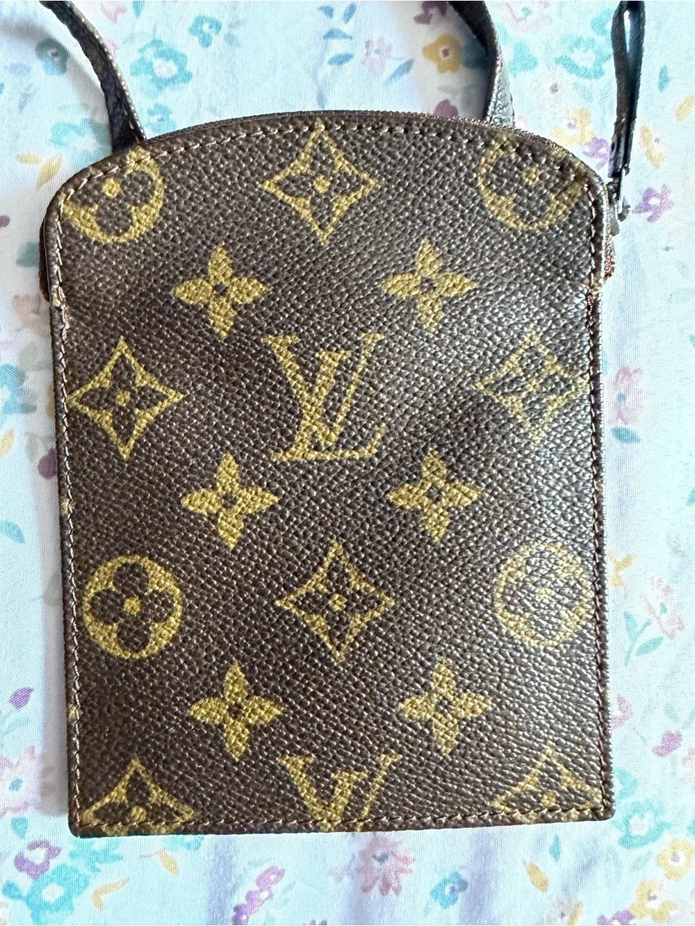 Louis Vuitton Monogram Canvas Small Crossbody Pouch in Brown and Gold